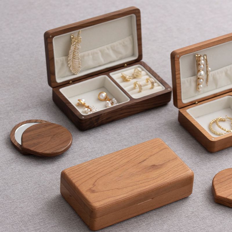 Modern & Contemporary Solid Color Jewelry Armoire in Natural Wood