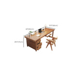 Contemporary Stain Resistant Natural Finish Office Computer Desk with Wood Double Pedestal/Pedestal Base/Sled Base, Drawers Included & With Keyboard Tray