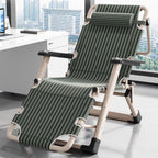 Solid Color/Striped Arm Recliner in Jade Green/Tan with Space-saving Alloy Frame, Standard Base, Locking Back Angle, and Removable Back