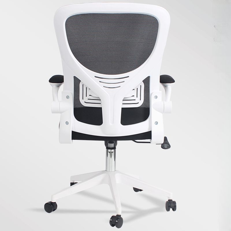 Modern Simple Style Solid Color White/Ink Nylon Glide Task Office Chairs with Lumbar Support, Tilt-capable & Flexible Height