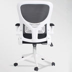 Modern Simple Style Solid Color White/Ink Nylon Glide Task Office Chairs with Lumbar Support, Tilt-capable & Flexible Height