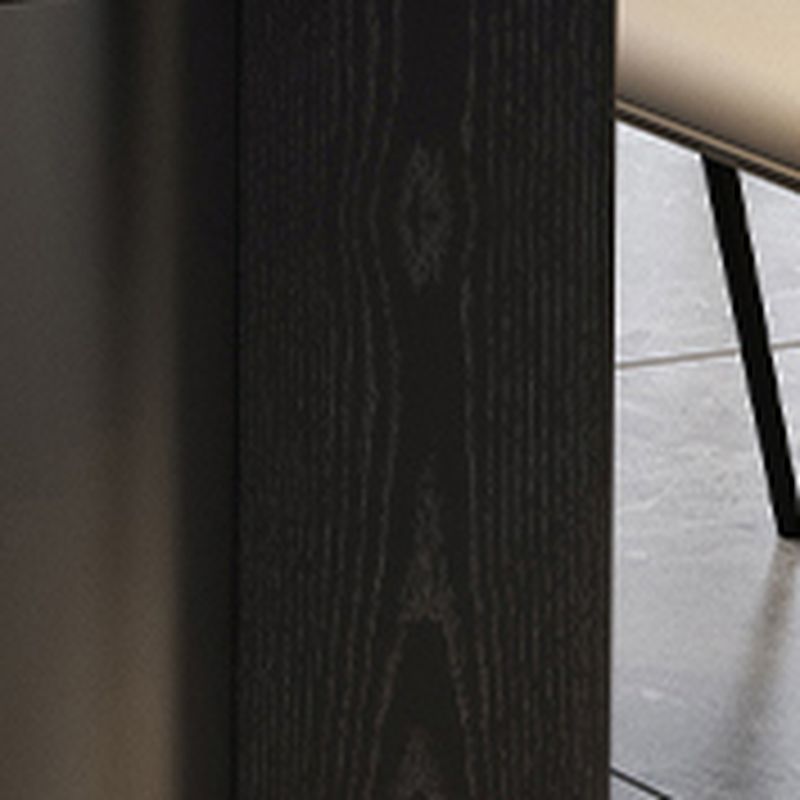Trendy Marble Top Dining Table with Steel Double Pedestal Base, Fixed Table in Glossy Black, Scratch-immune, Seating for 6/4-person
