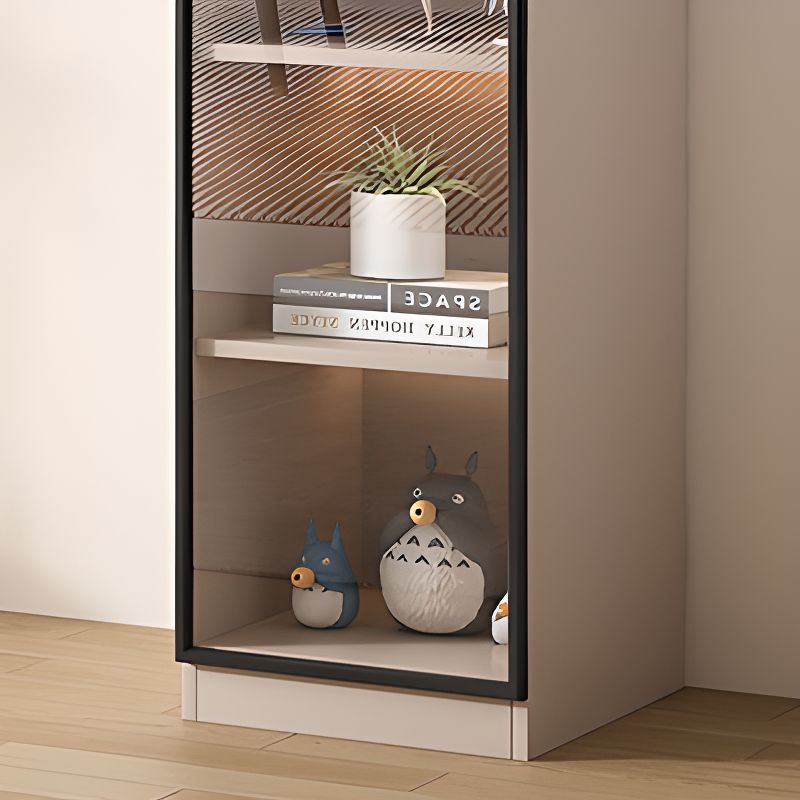 Simple Rectangular Accent Cabinet with Closet, Composite Wood, Glazed Door, and Sand Top
