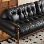 Modern Solid Color Tear Resistant Loveseat in Black/Auburn with 2 Pillows for 2-seater