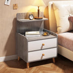 Modish Nightstand With Drawer Organization Featuring 2 Shelves and Composite Wood Countertop