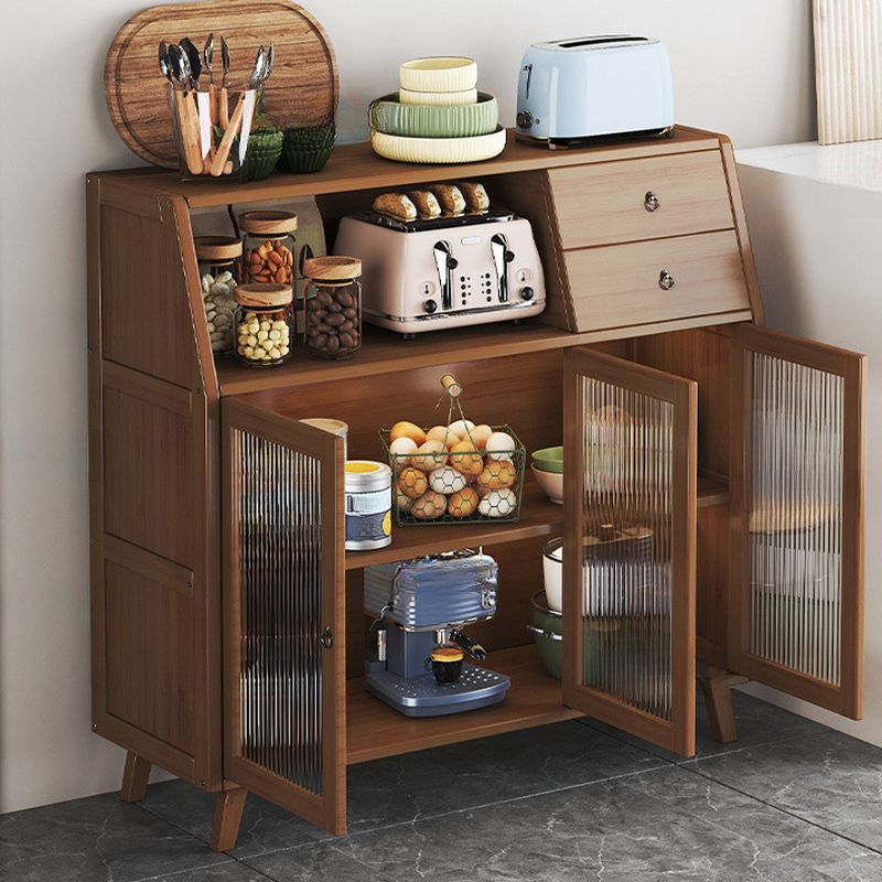 Auburn Modern Simple Style Bamboo Sideboard with 2 Drawers, Narrow Design, 1 Shelf, and 3/2 Doors