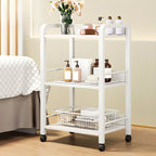 Side Protection Metal Bracket Utility Carts with Storage Space and Casters
