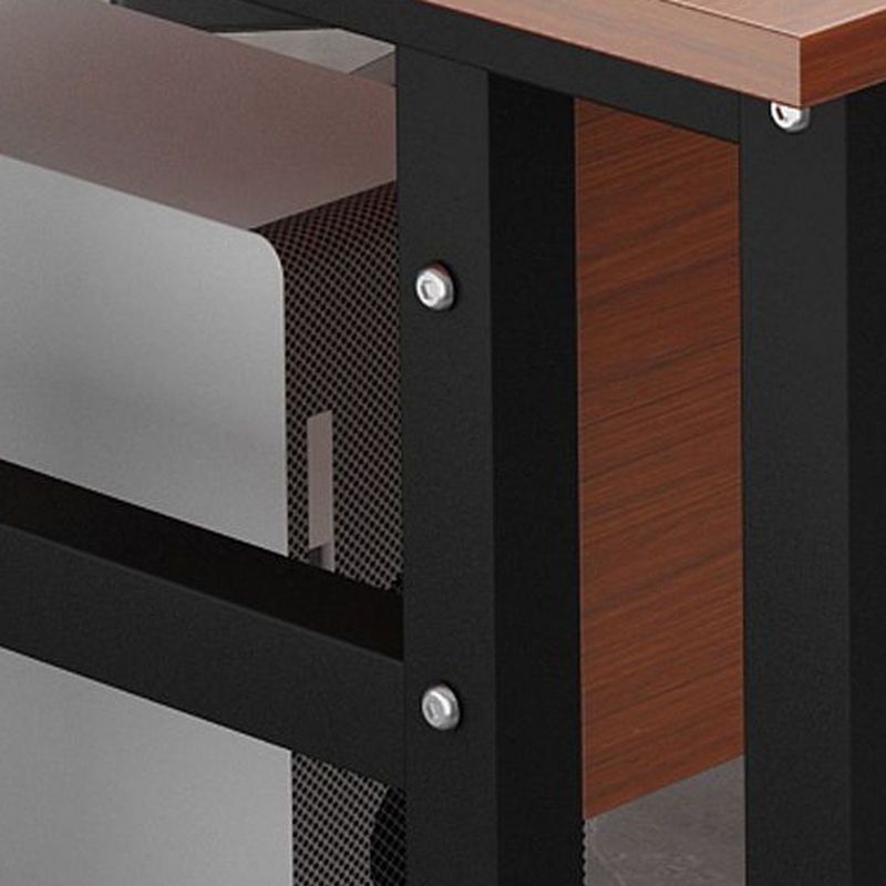 Cocoa/Wood Color/Chalk Rectangular Steel Table with Scratch Resistant Toboggan Base and Cable Management, Includes Front Splash