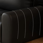 Drawing Room Standard Sofa in Pu Leather/Flannel with Dark Gray/Light Brown/Off-White Upholstery and Armrest