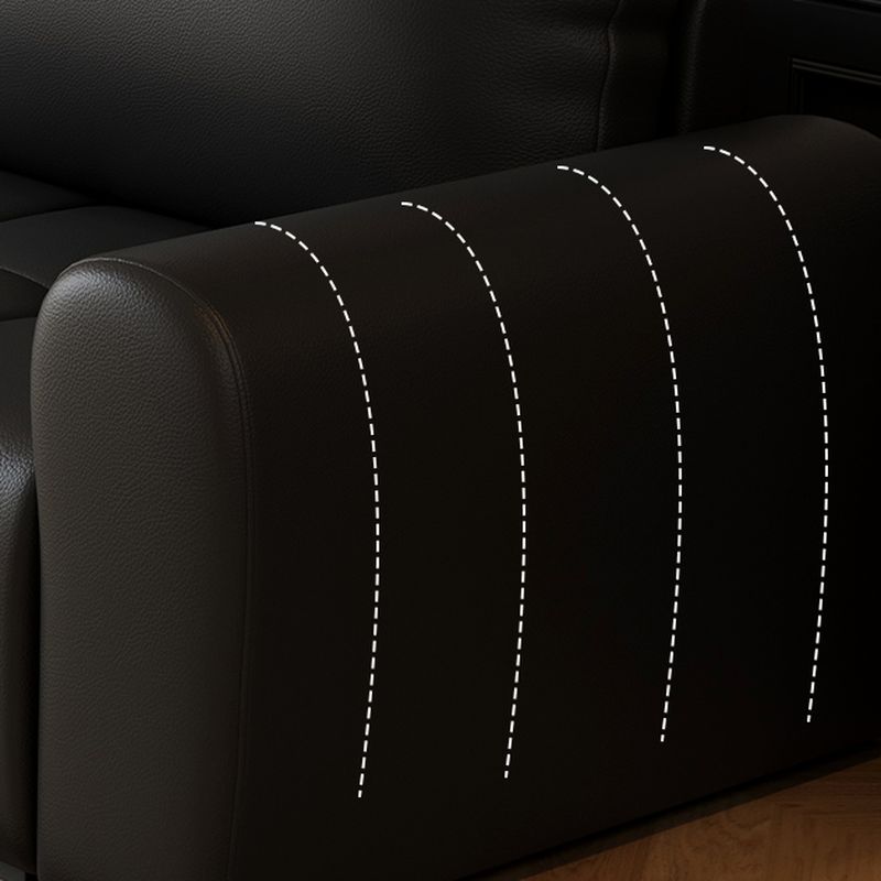 Drawing Room Standard Sofa in Pu Leather/Flannel with Dark Gray/Light Brown/Off-White Upholstery and Armrest