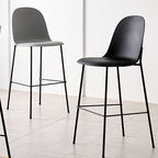 Casual Polymer Bar Stools in White/Lemon Color/Blue with Back, Rectangle Seat, and Leg Rest
