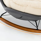 Modern Upholstered Rocking Chair - Stylish Indoor Seating with Natural Wood Legs and Tufted Design