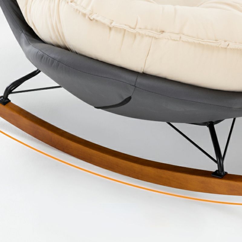 Modern Upholstered Rocking Chair - Stylish Indoor Seating with Natural Wood Legs and Tufted Design