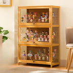 Bambusa Flooring Curio Cabinet with Stockroom, 4 Cabinets/3 Cabinets/2 Cabinets, 4 Shelves/3 Shelves/2 Shelves, 4 Doors/3 Doors/2 Doors