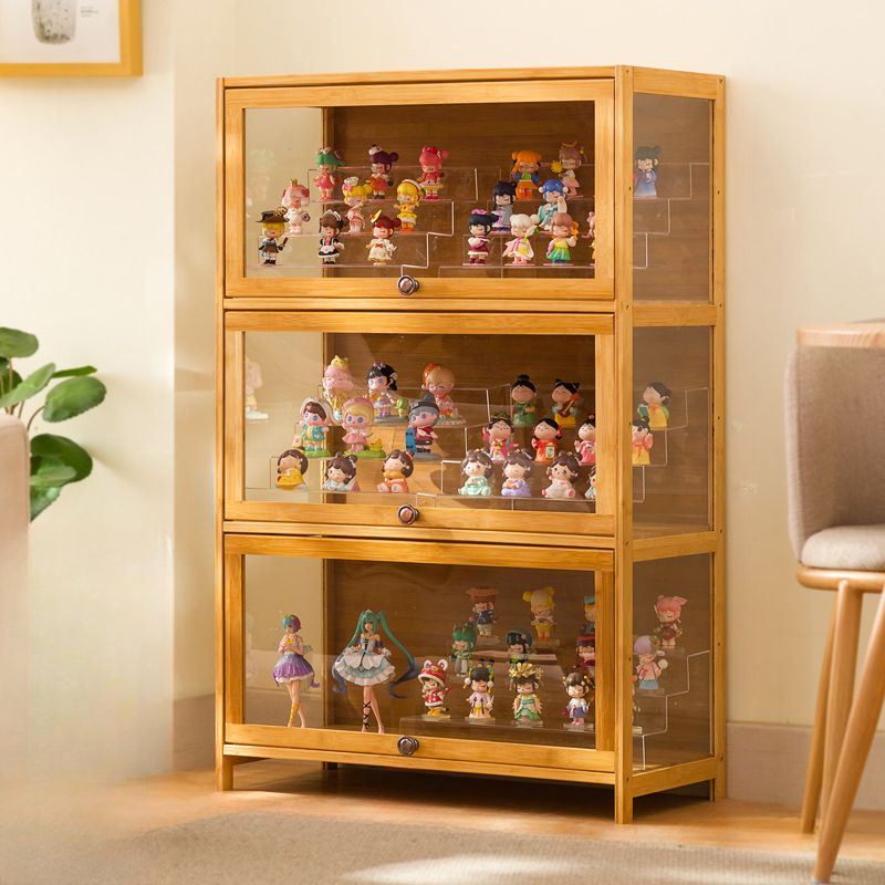 Bambusa Flooring Curio Cabinet with Stockroom, 4 Cabinets/3 Cabinets/2 Cabinets, 4 Shelves/3 Shelves/2 Shelves, 4 Doors/3 Doors/2 Doors