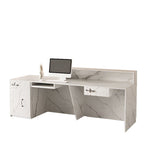 Reception Desk Rectangle with Hutch 2 Drawers/1 Drawer Hutch Keyboard Tray and Filing Cabinet, Manufactured Wood Top