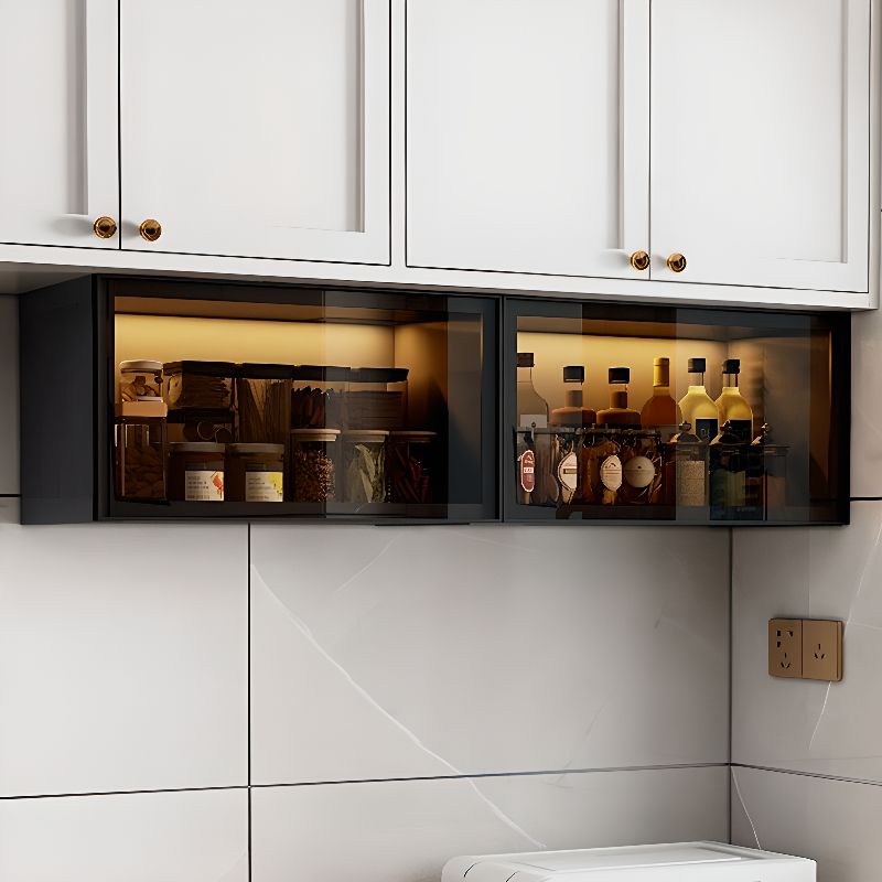 Modern Metal Wall Mount Above Fridge Cabinet with Repository