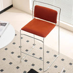 Casual Soft Seating Bar Stools in Midnight Black/White/Amber Color with Back, Pileable, Rectangle Seat Style, and Leg Rest