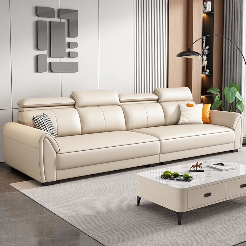 Contemporary Modern Solid Color Stain Resistant Standard Sofa in Light Gray/Light Brown/Tan, Seats 3 with 3 Pillows