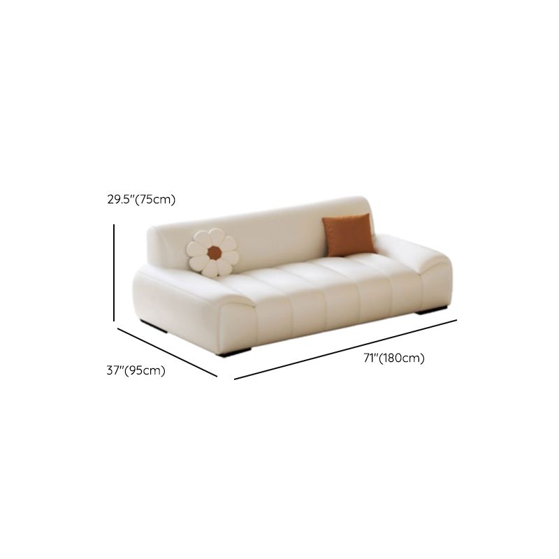 White Standard/Single Sofa with 3 Pillows for Drawing Room
