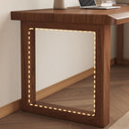 Minimalist Gaming Computer Desk with Ergonomic Features, Auburn Solid Wood Top, Anti-stain, Independent Structure, Headphone Hook