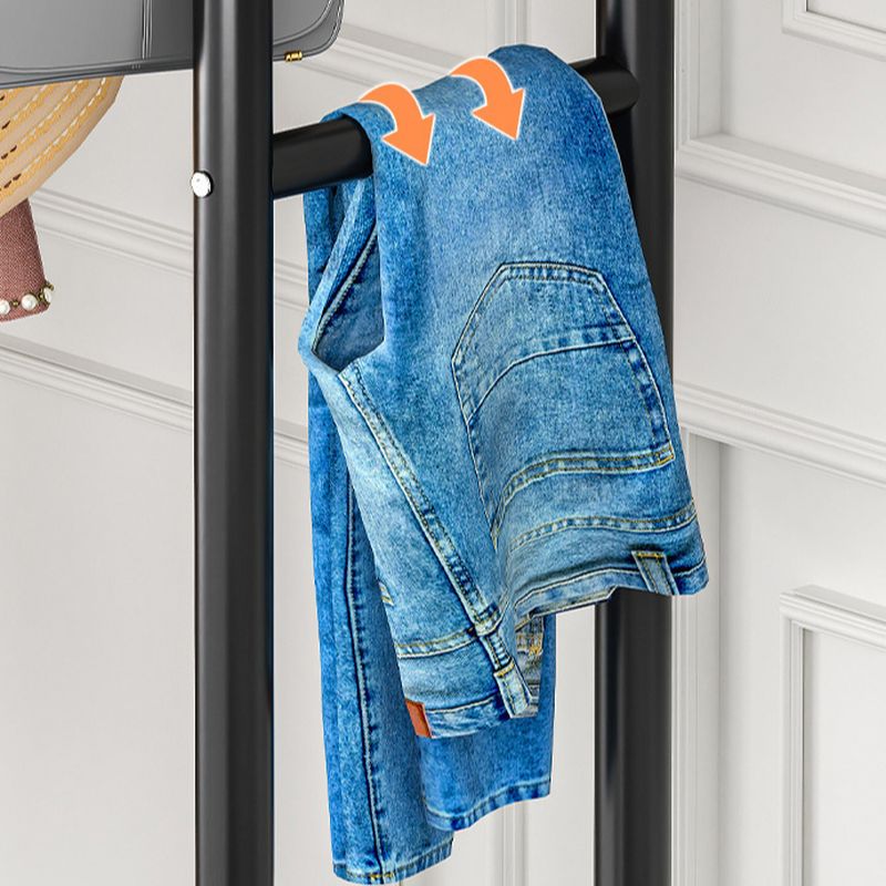 Modern Simple Style Hall Rack with Receptacle Storage, 1 Shelf/2 Shelves, Steel Frame, and Alloy Hook