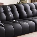 Contemporary Modern Solid Color Scratch-durable Standard/Single Sofa in Midnight Black, Seats 4/3 with 2 Pillows