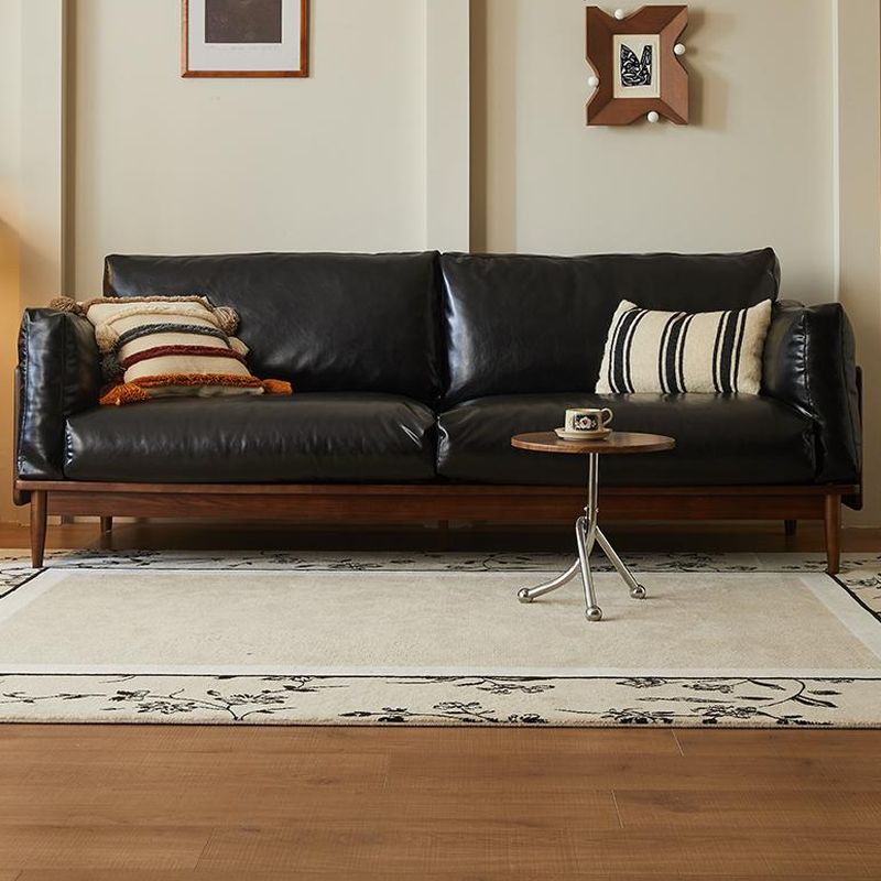 Modish Solid Color Stain Resistant Standard Sofa in Black with Arm, Available in 4-seater/3-seater