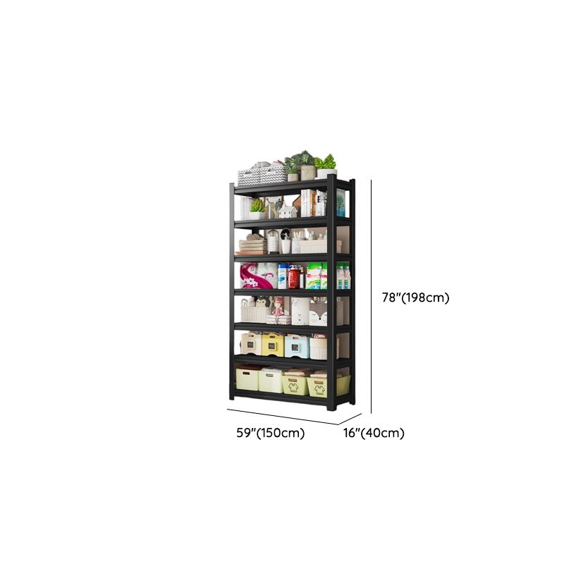Midnight Black Trendy Storage Shelf with Steel Frame, Unattached Installation