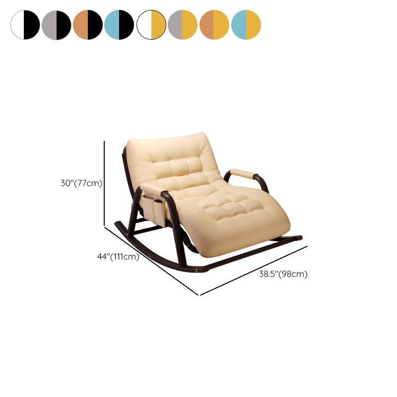 Modish Upholstered Rocking Accent Chair for 2 People with Recessed Arm