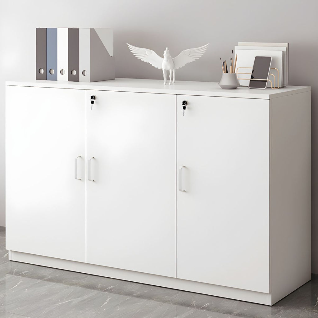 Modern Cabinet Wood Lateral Adjustable Storage Shelves and Locking Drawers File Cabinet