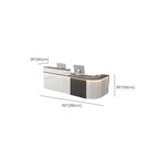 L-Shape Manufactured Wood Top Reception Desk with Hutch, Desk Return, Filing Cabinet & Keyboard Tray