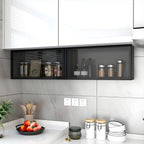 Contemporary Faux Wood Wall Mounted Display Cabinet with Glass Door