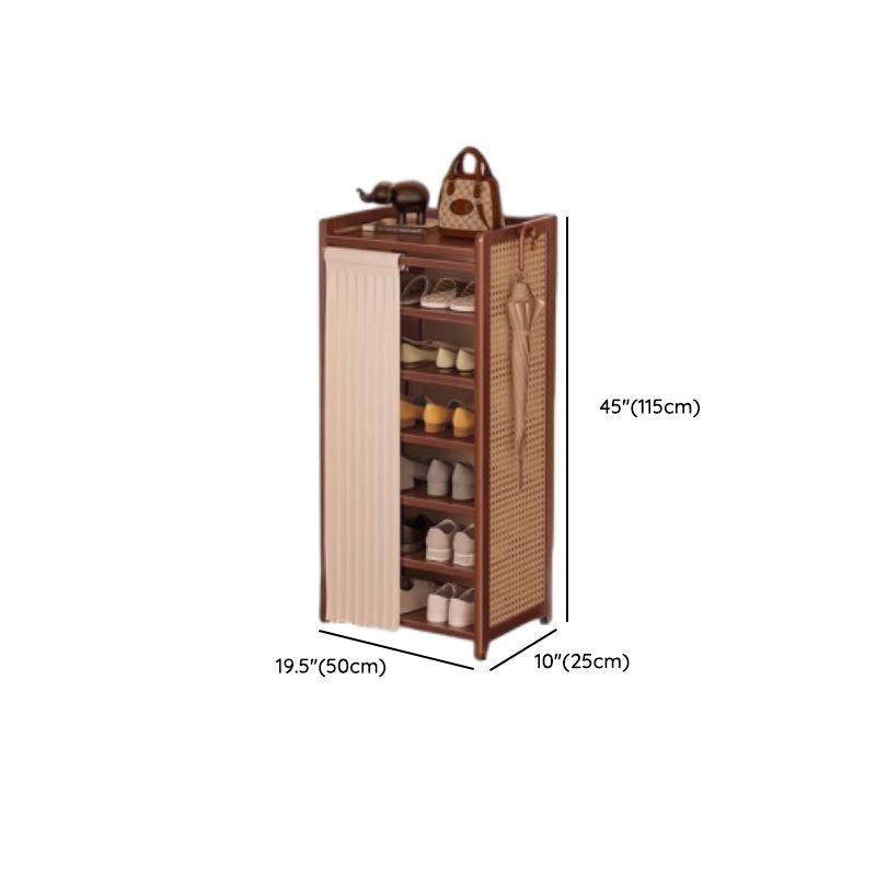 Art Deco Bambusa Rectangle Brown Shoe Rack with 6 Shelves for 11-20 Pairs in Drawing Room