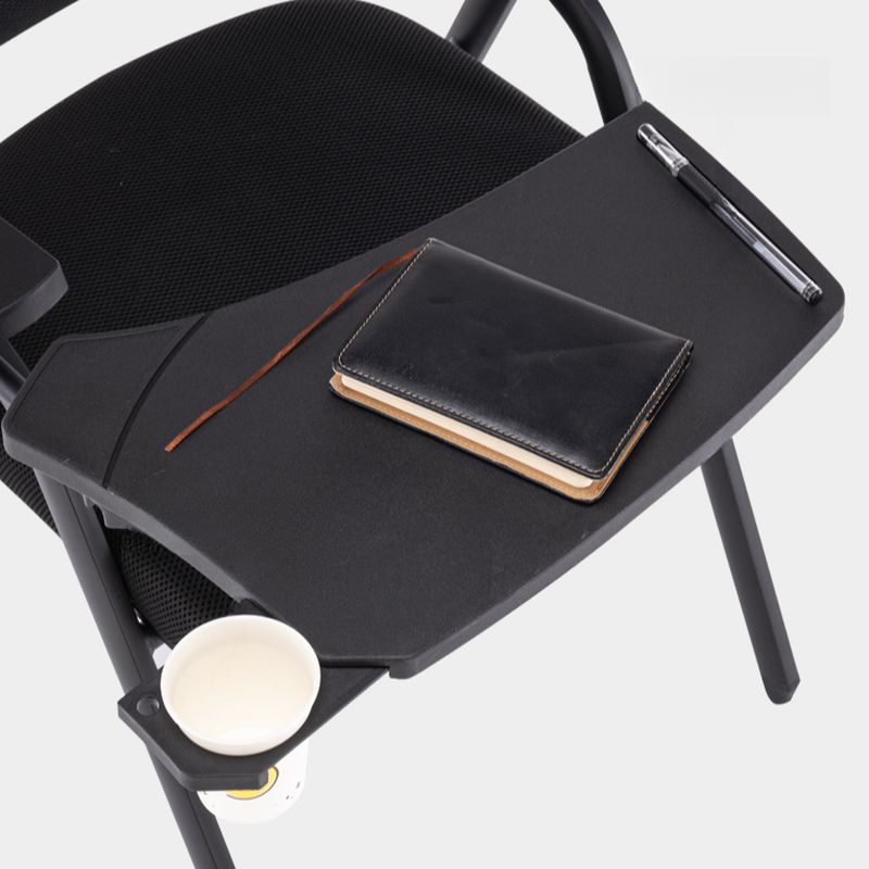 Trendy Metal Frame Space-saving Training Chair/Side Chair with Exposed Back and Armrest for Tile Flooring