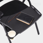 Trendy Metal Frame Space-saving Training Chair/Side Chair with Exposed Back and Armrest for Tile Flooring