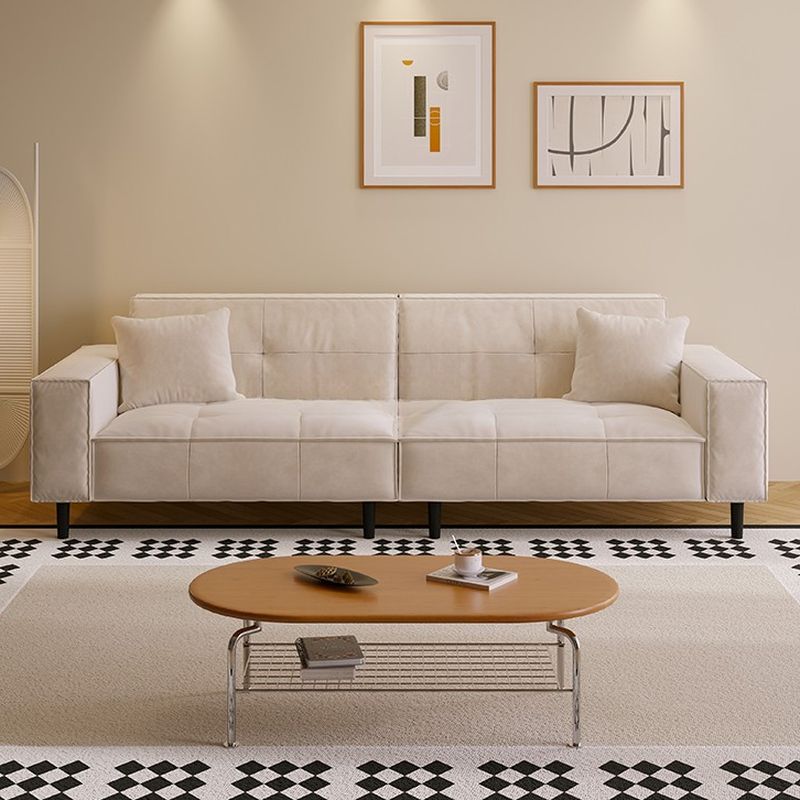 Drawing Room Standard Sofa with Flannel Upholstery in Gray/Rose/Cerulean and Armrest