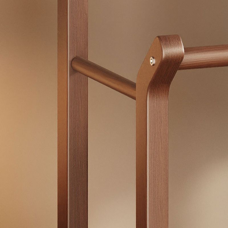 Auburn Modern Simple Style Hall Rack with Receptacle, Rubberwood Frame, 1 Basket, and Wood Hook