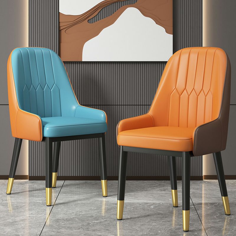Low Back Upholstered Dining Chair with Metal Legs for Dining Room