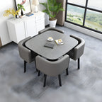 5 Piece Square Shape Sintered Stone Top Dining Room Table Set