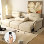 Modish Solid Color Stain Resistant Standard Sofa/Loveseat in Beige, for 2/3-seater