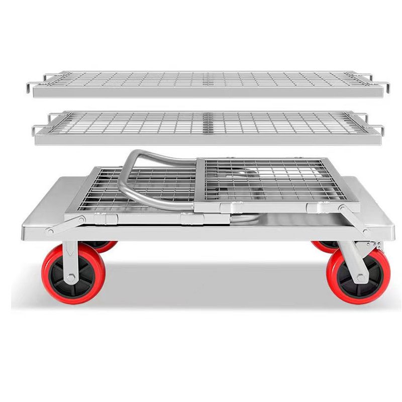 Steel Chrome Adult Office Rolling Cart with Handle, Storage & Casters