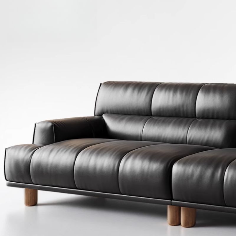 Modish Solid Color Stain Resistant Standard Sofa/Loveseat in Black, 4-Seater for 2