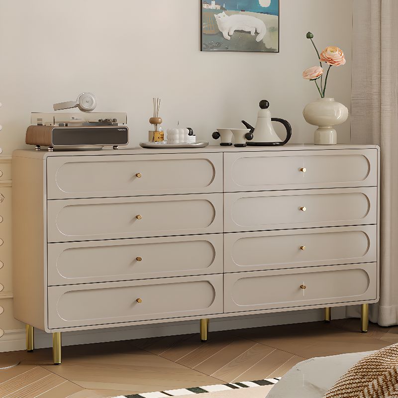 Casual Raw Wood Console Dresser with 8 Drawers in Horizontal Design