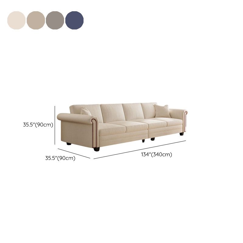 Drawing Room Standard Sofa in Light Gray/Navy Blue/Off-White with Armrest