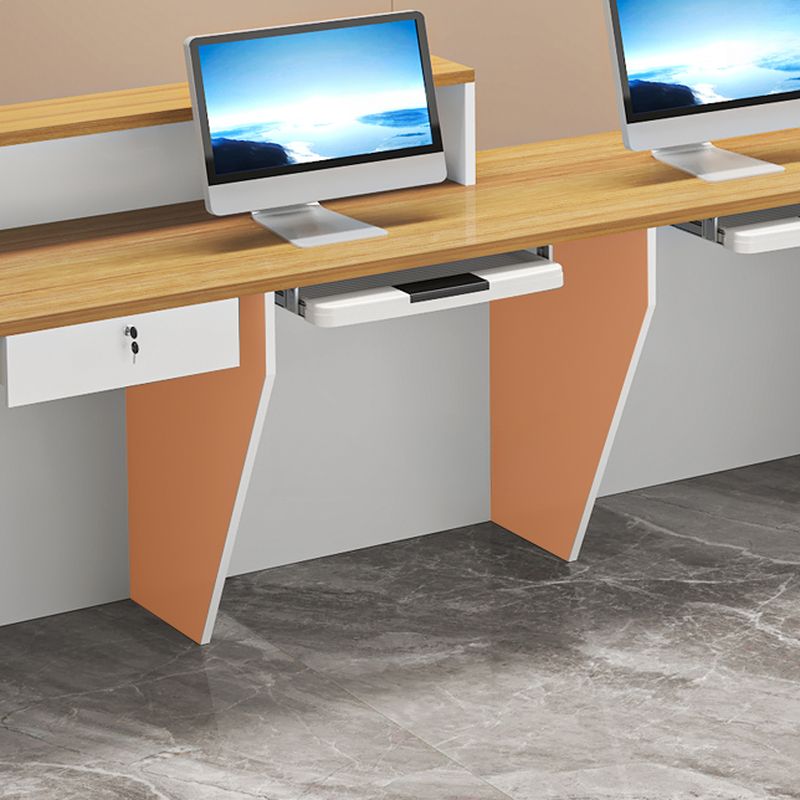 L-Shape with 1 Drawer/2 Drawers Cabinet Hutch Cable Management Desk Return and Filing Cabinet in Crimson/Wood Grain/Auburn