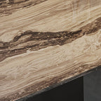 Casual Scratch-repellent Double Pedestal Cocoa Marble Dining Table with a Fixed Table Marble Top for Seats 6/Seating for 4/8-seater
