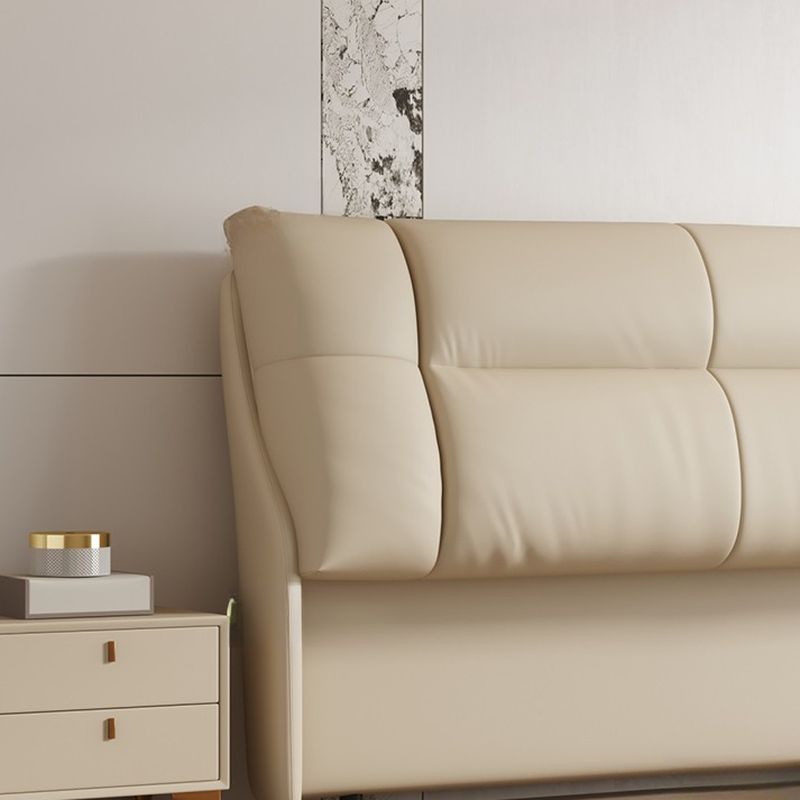 Trendy Panel Headboard in Natural Wood with No Distressing, Rectangle Shape for King/Queen/Full Bed, Cotton Upholstery Fill, Standard Height