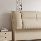 Trendy Panel Headboard in Natural Wood with No Distressing, Rectangle Shape for King/Queen/Full Bed, Cotton Upholstery Fill, Standard Height