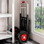 Adult Folding Rolling Cart with Storage Tray, Casters & Handle, Black Metal Frame